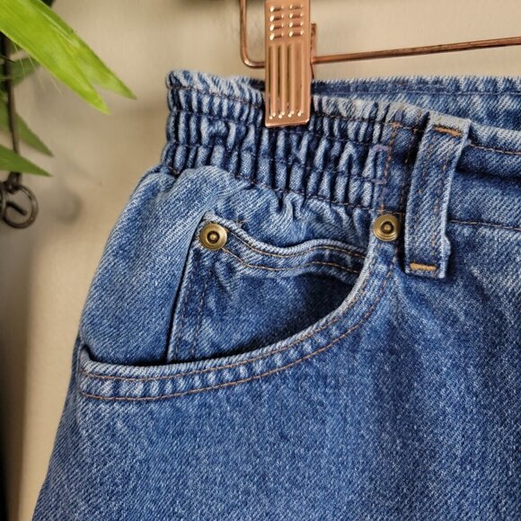 Vintage Double L.L. Bean Jean Shorts Comfort Elastic Waist High Rise Cutoff 4 - Picture 2 of 11